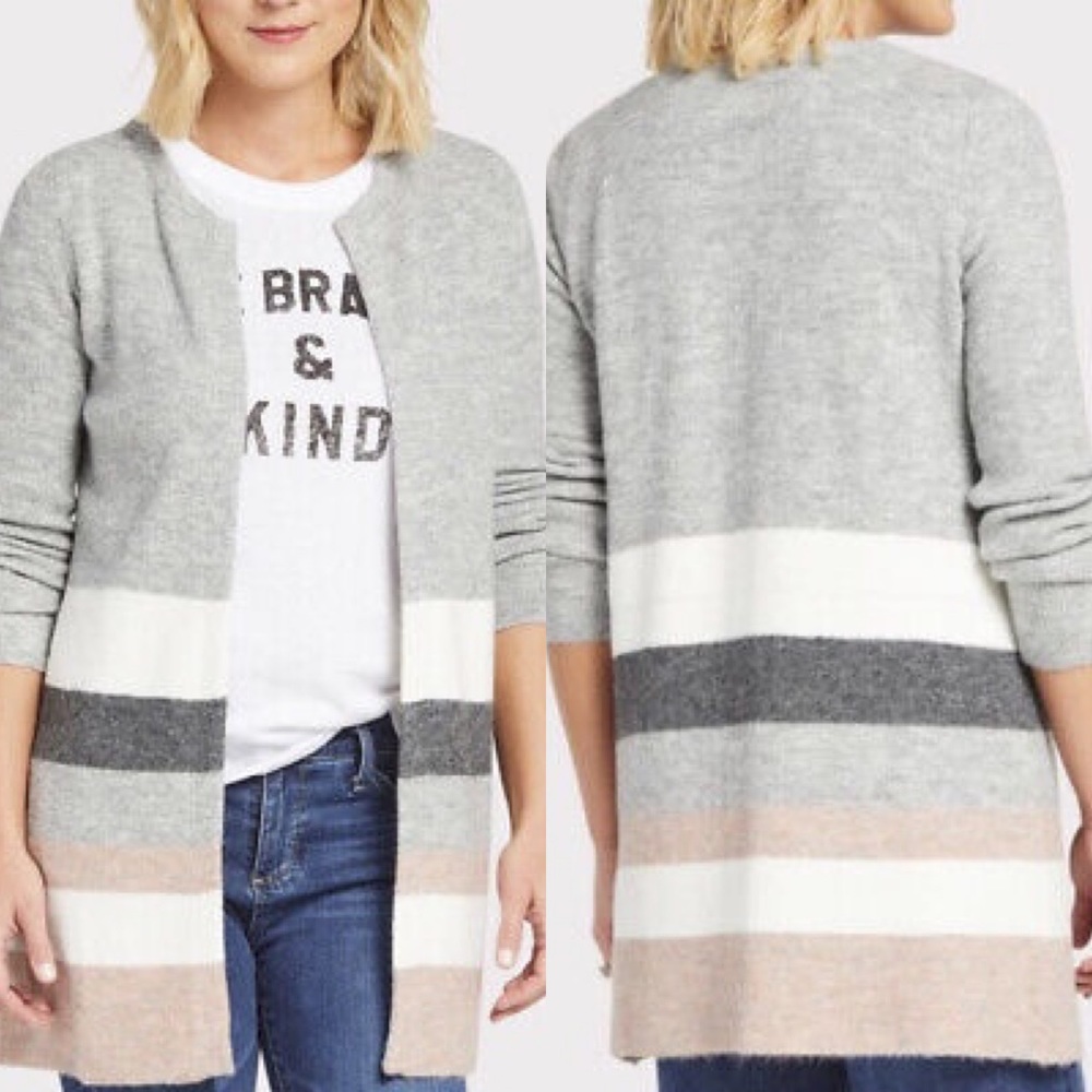 Stitches & Stripes Soft Striped Cardigan Sweater Size Large